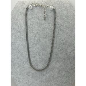 Brighton Beverly Glam Mesh Chain Silver Tone 24"-26"Adj Inch Necklace